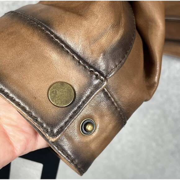 Roundtree Yorke Genuine Lambskin Men’s Lg Burnished Leather Jacket Brown Cognac - Picture 8 of 16